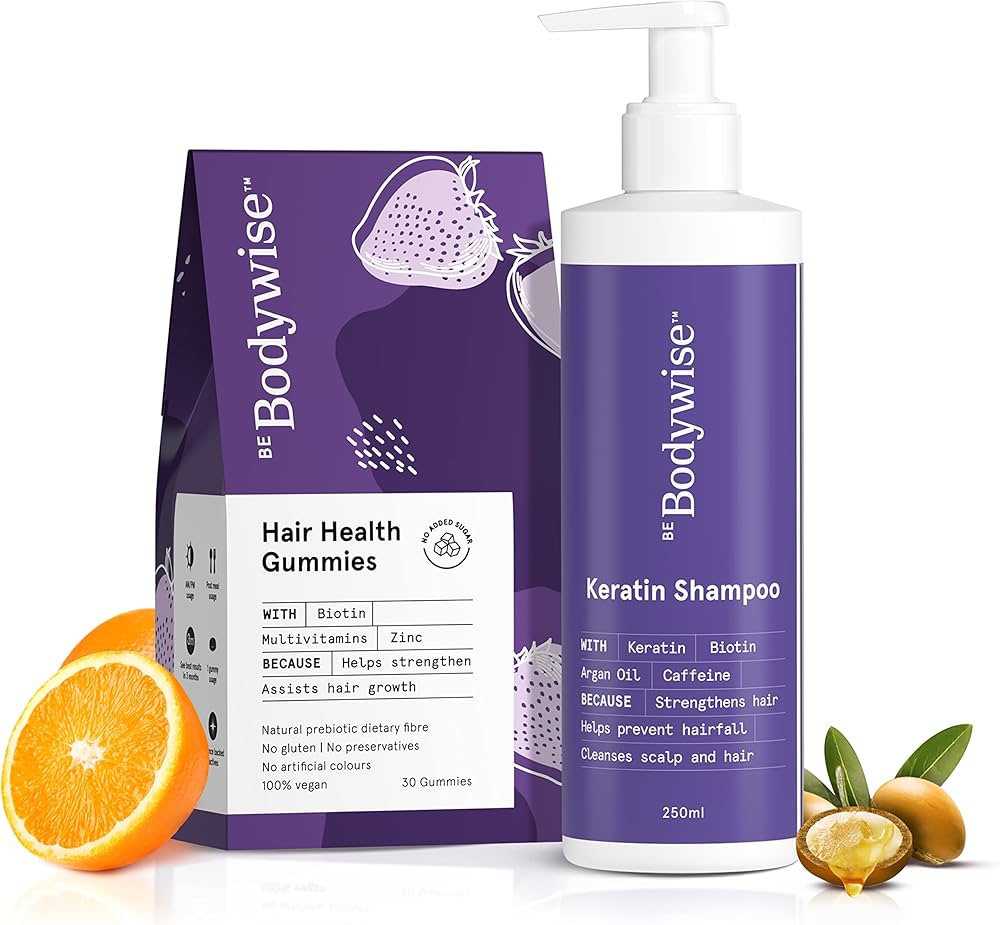 BeBodywise Hair Health Gummies and Keratin Shampoo
